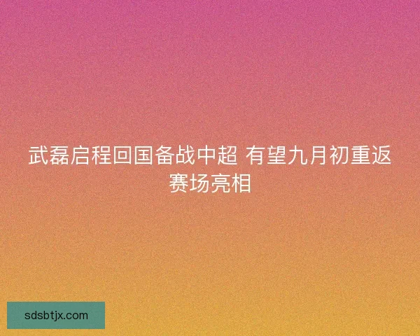武磊启程回国备战中超 有望九月初重返赛场亮相 武磊启程回国备战中超 有望九月初重返赛场亮相